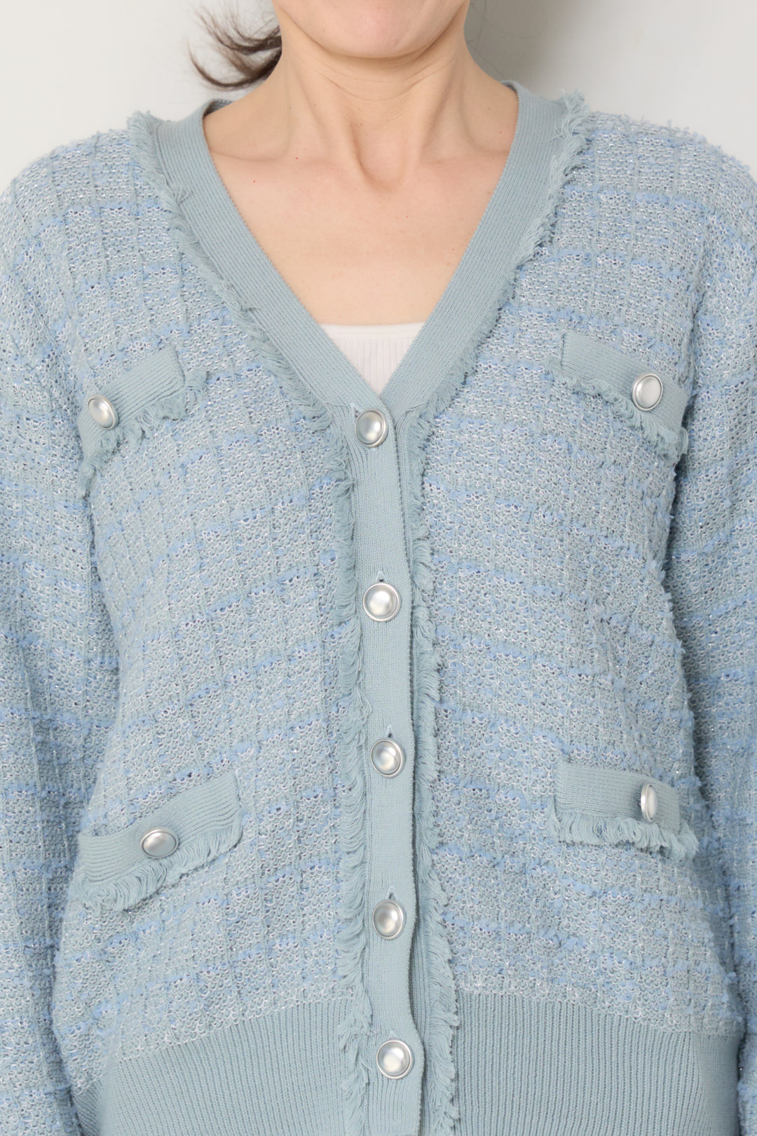 ツイードジャガードニットカーディガン