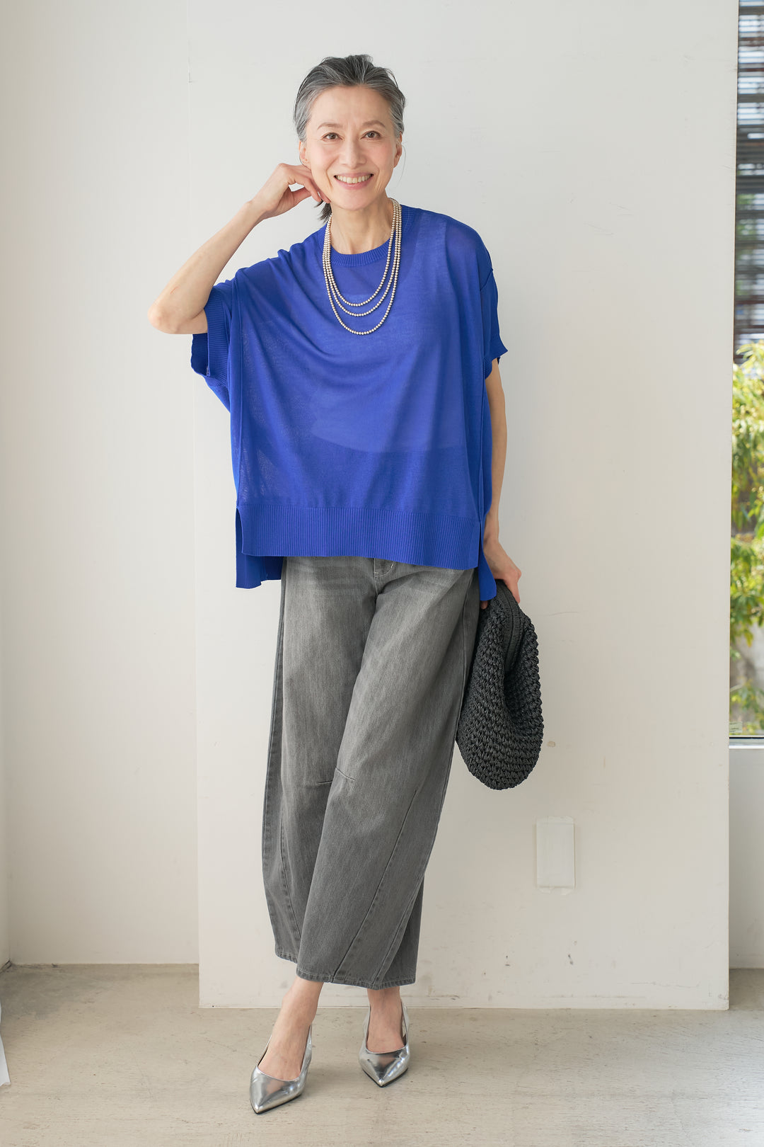 Linen-like dolman knit