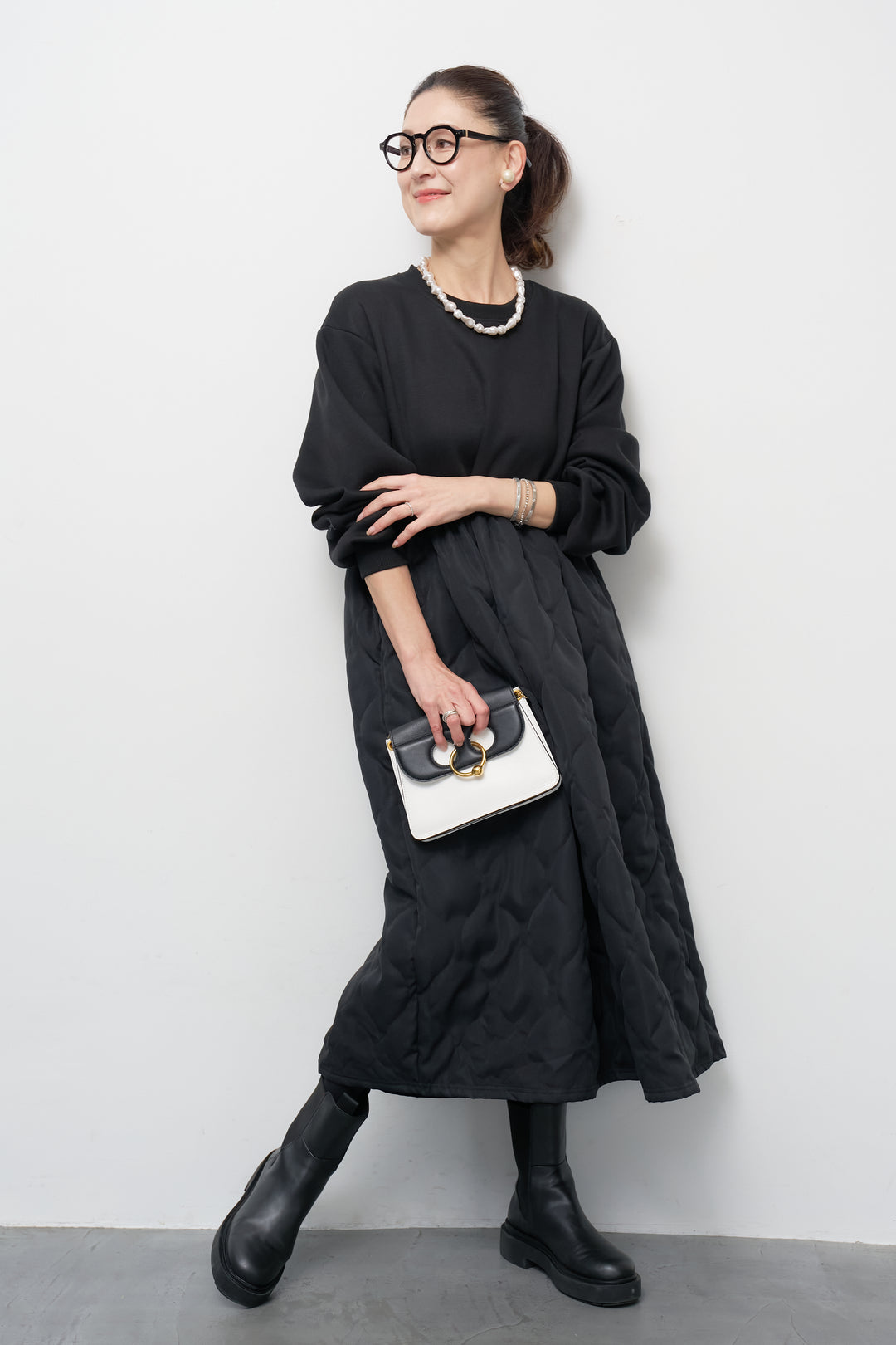 【裏起毛】ソフトキルトコンビワンピース