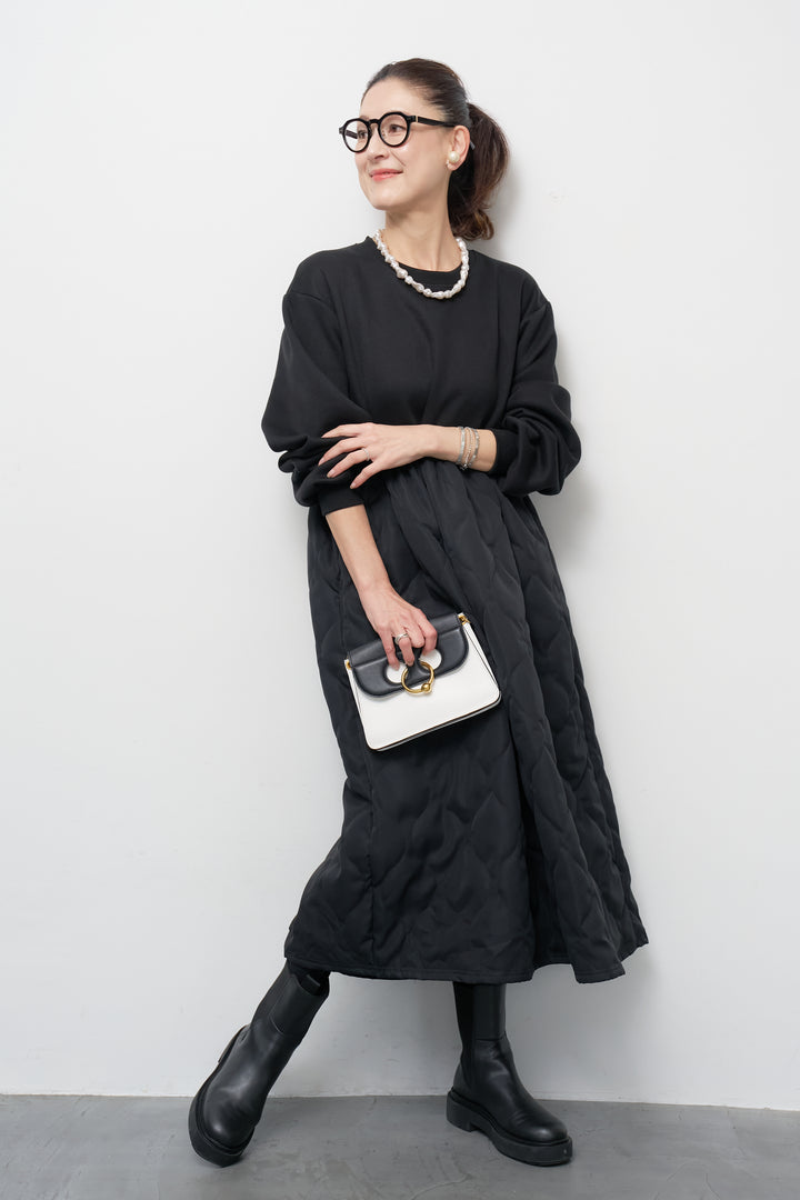 【裏起毛】ソフトキルトコンビワンピース