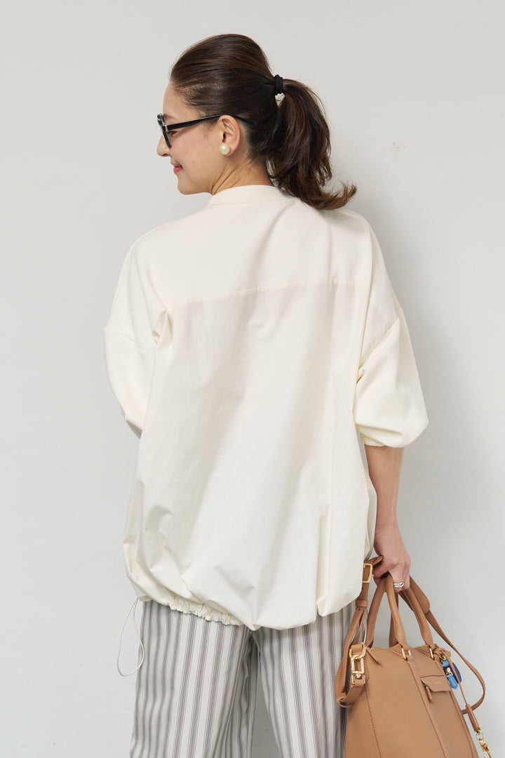 [SET]裾切替ハイネックプルオーバー+ストライプイージーパンツ(2set)