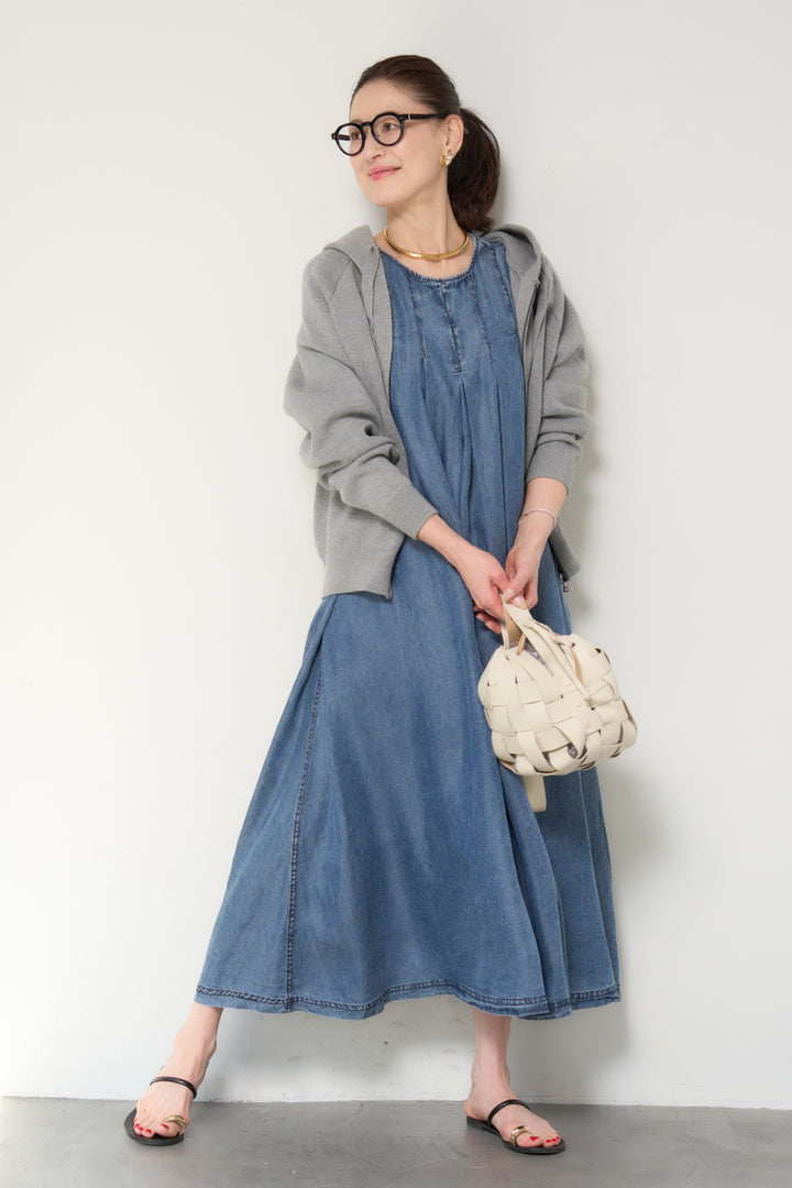 パウダーシルクデニムジップワンピース