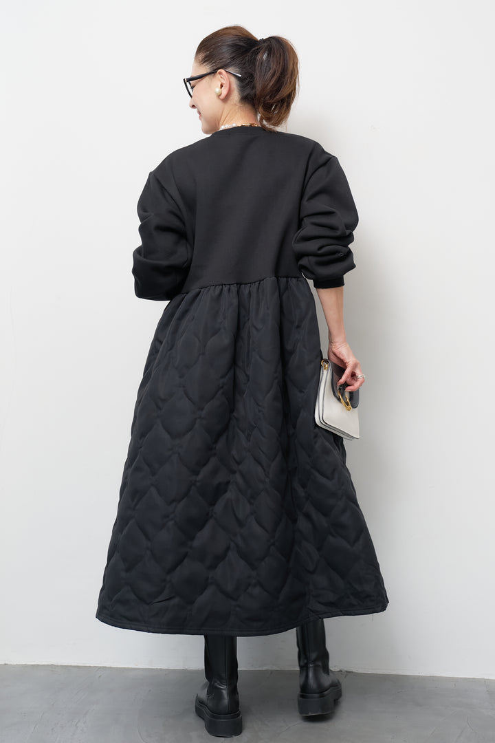 【裏起毛】ソフトキルトコンビワンピース