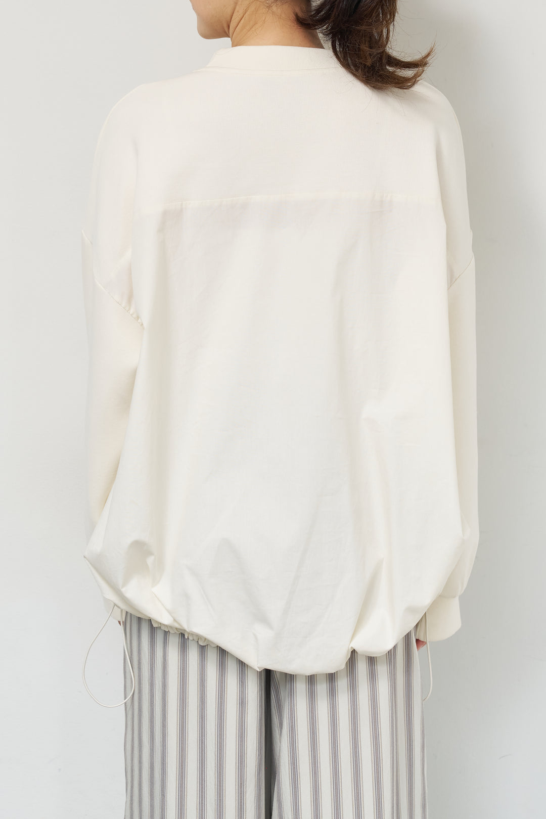 [SET]裾切替ハイネックプルオーバー+ストライプイージーパンツ(2set)