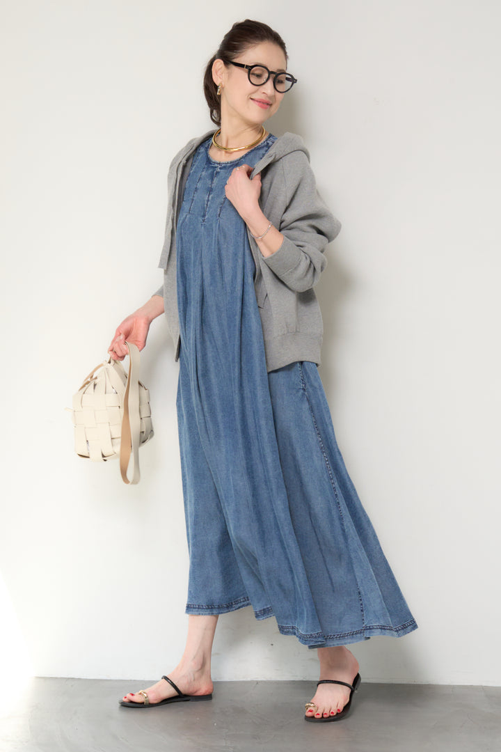 パウダーシルクデニムジップワンピース