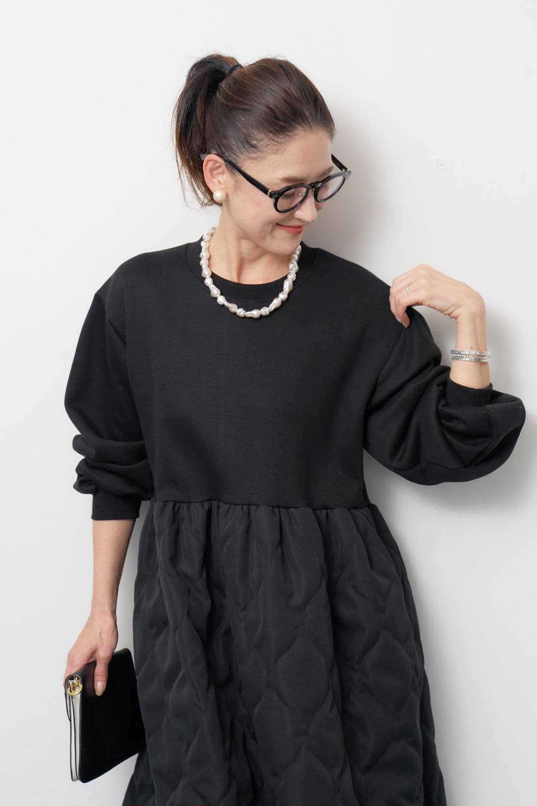 【裏起毛】ソフトキルトコンビワンピース