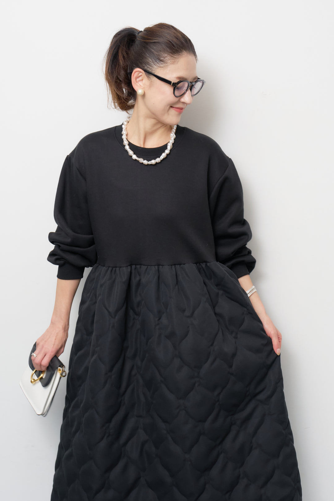 【裏起毛】ソフトキルトコンビワンピース