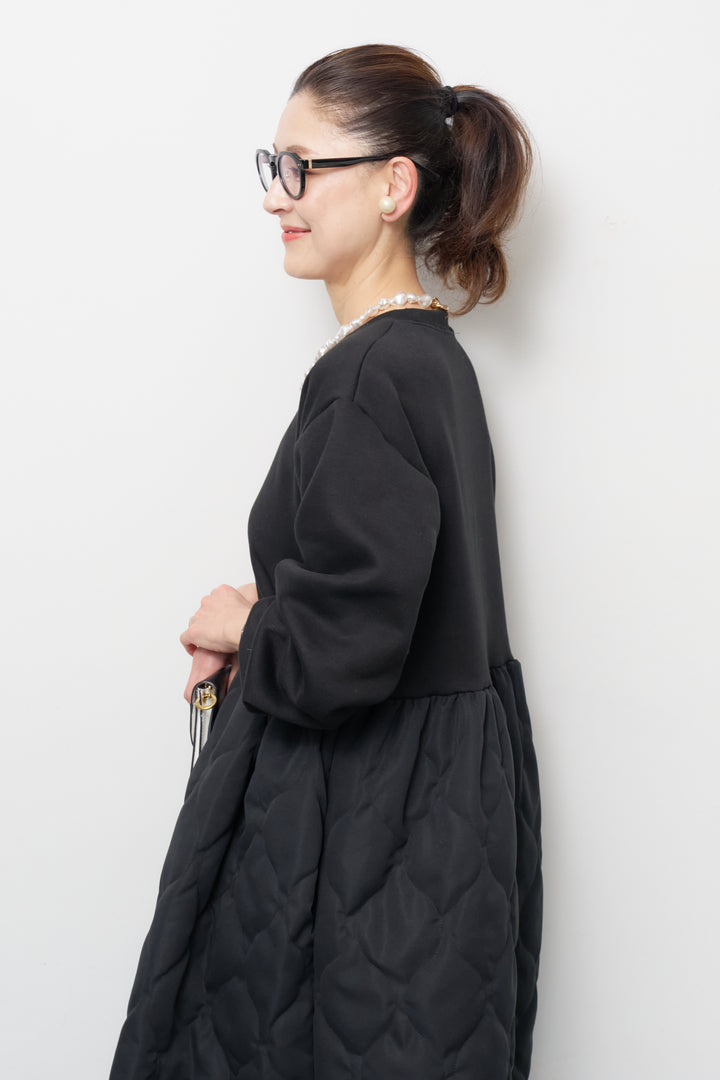 【裏起毛】ソフトキルトコンビワンピース