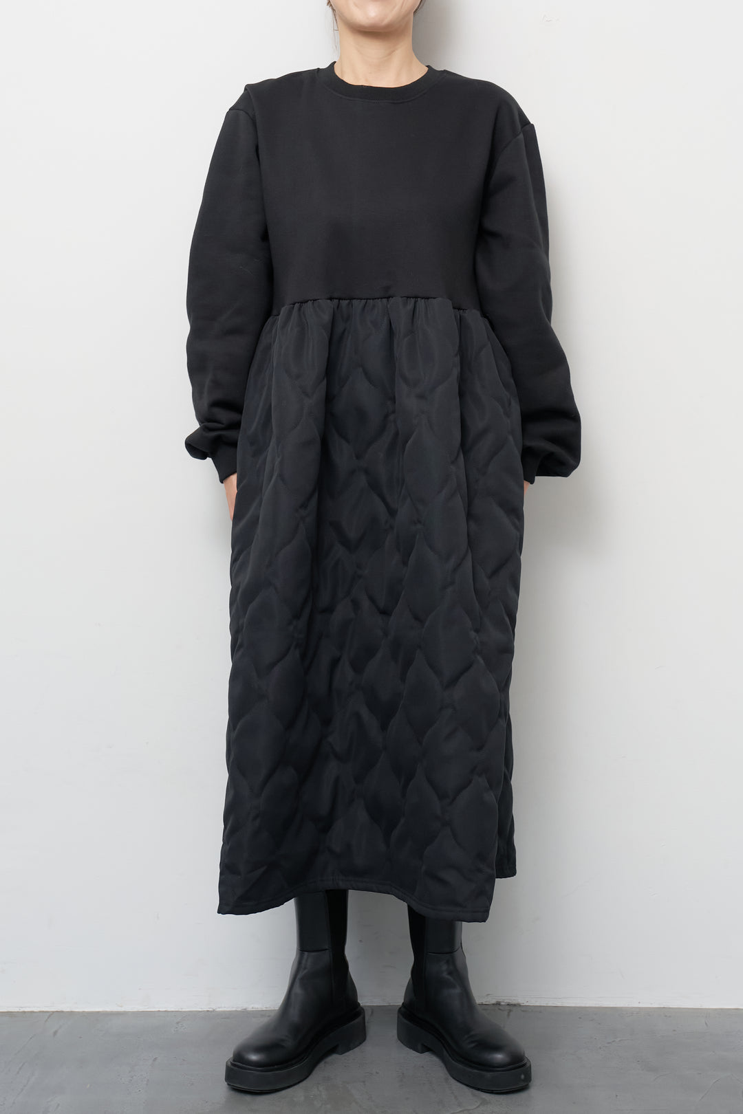 【裏起毛】ソフトキルトコンビワンピース