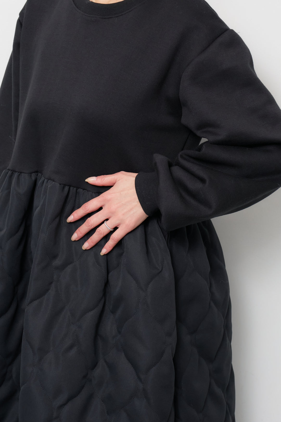 【裏起毛】ソフトキルトコンビワンピース