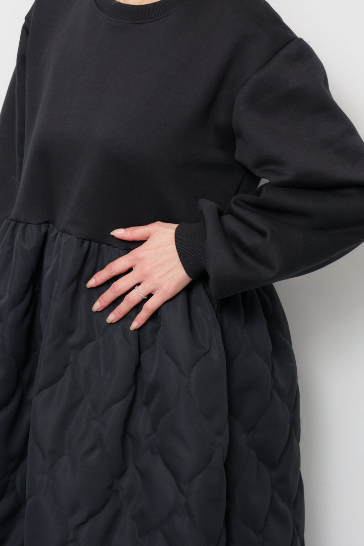 【裏起毛】ソフトキルトコンビワンピース