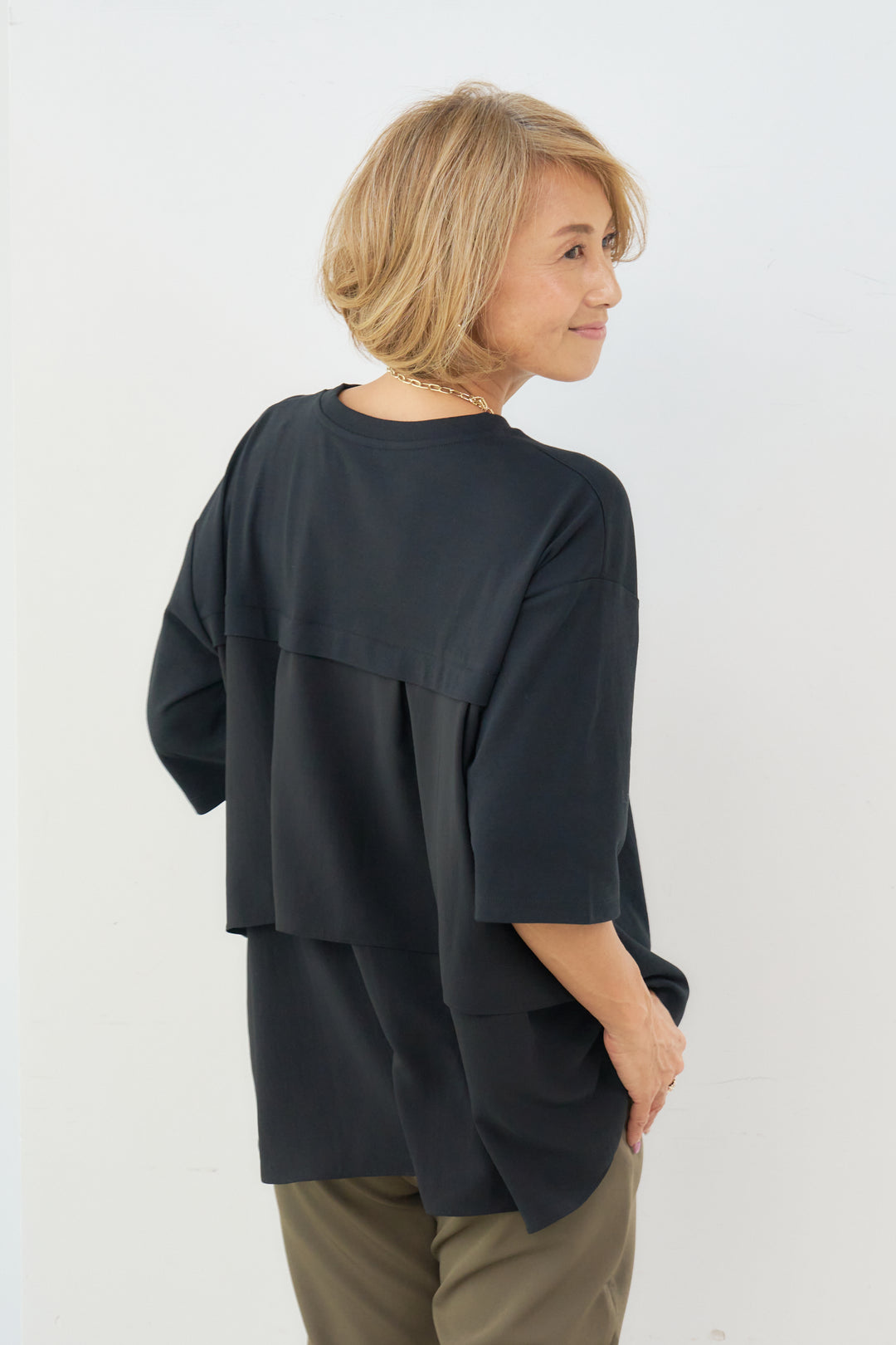 [2SET] [Cool to the touch] Compact smooth back frill pullover 