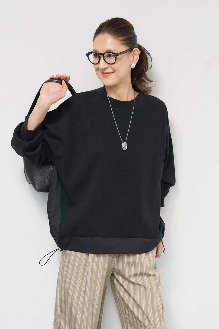 裾切替ハイネックプルオーバー