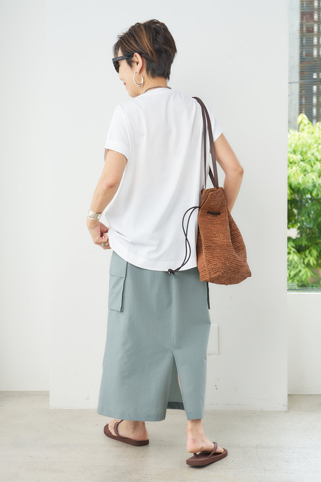 [Water-repellent, wrinkle-resistant, washable] Stretch cargo skirt