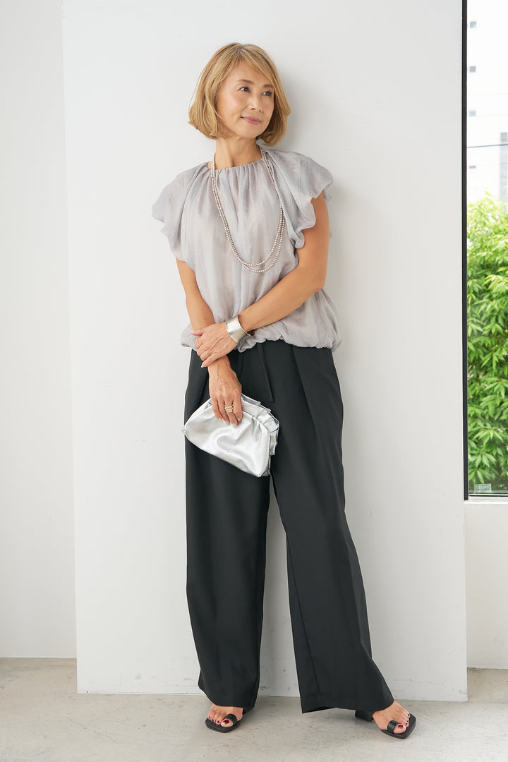 Ribbon waist high waist pants