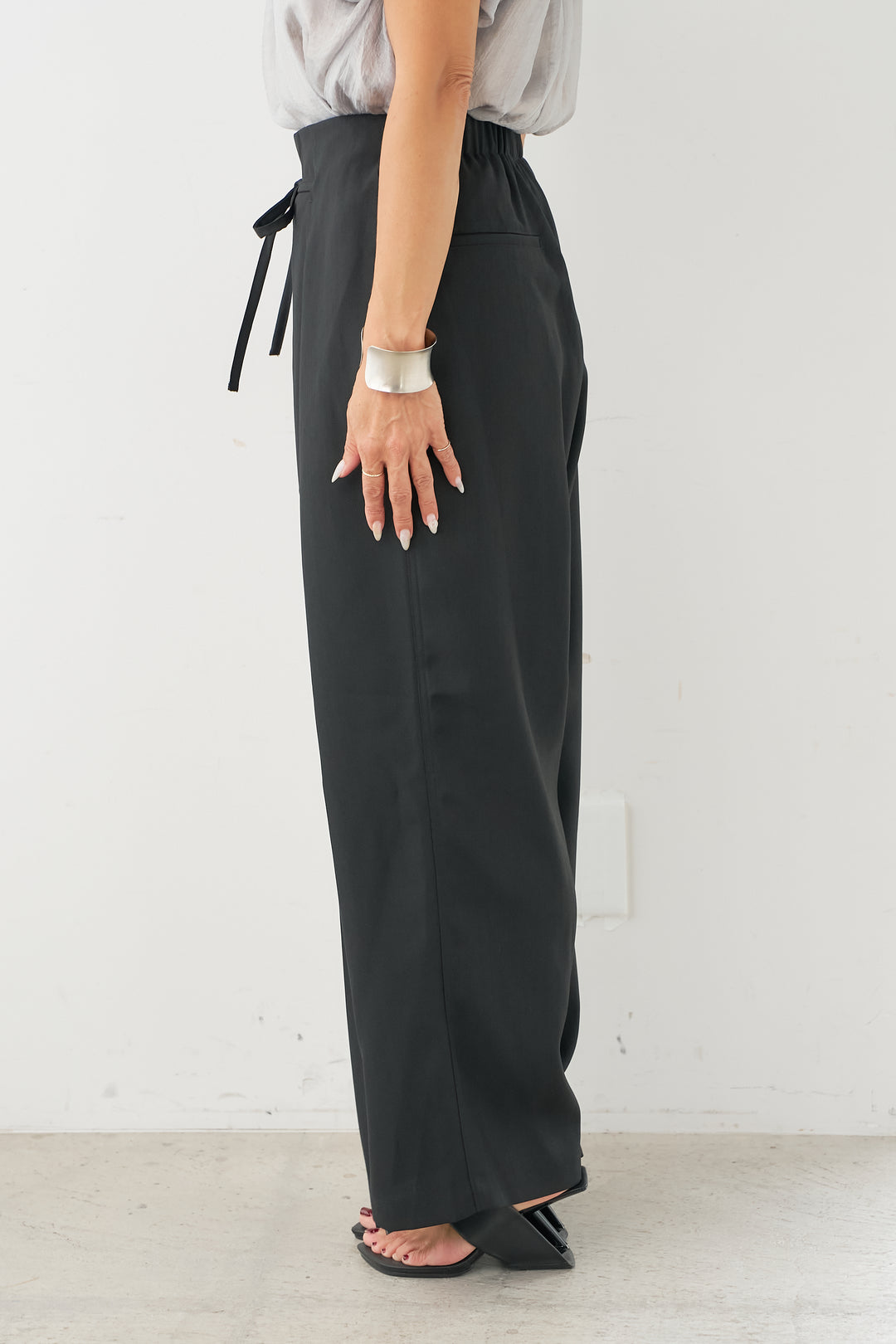 Ribbon waist high waist pants