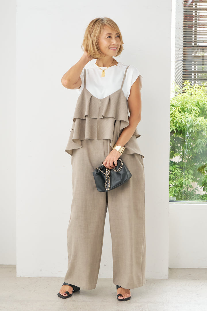 Frilled bustier camisole overalls