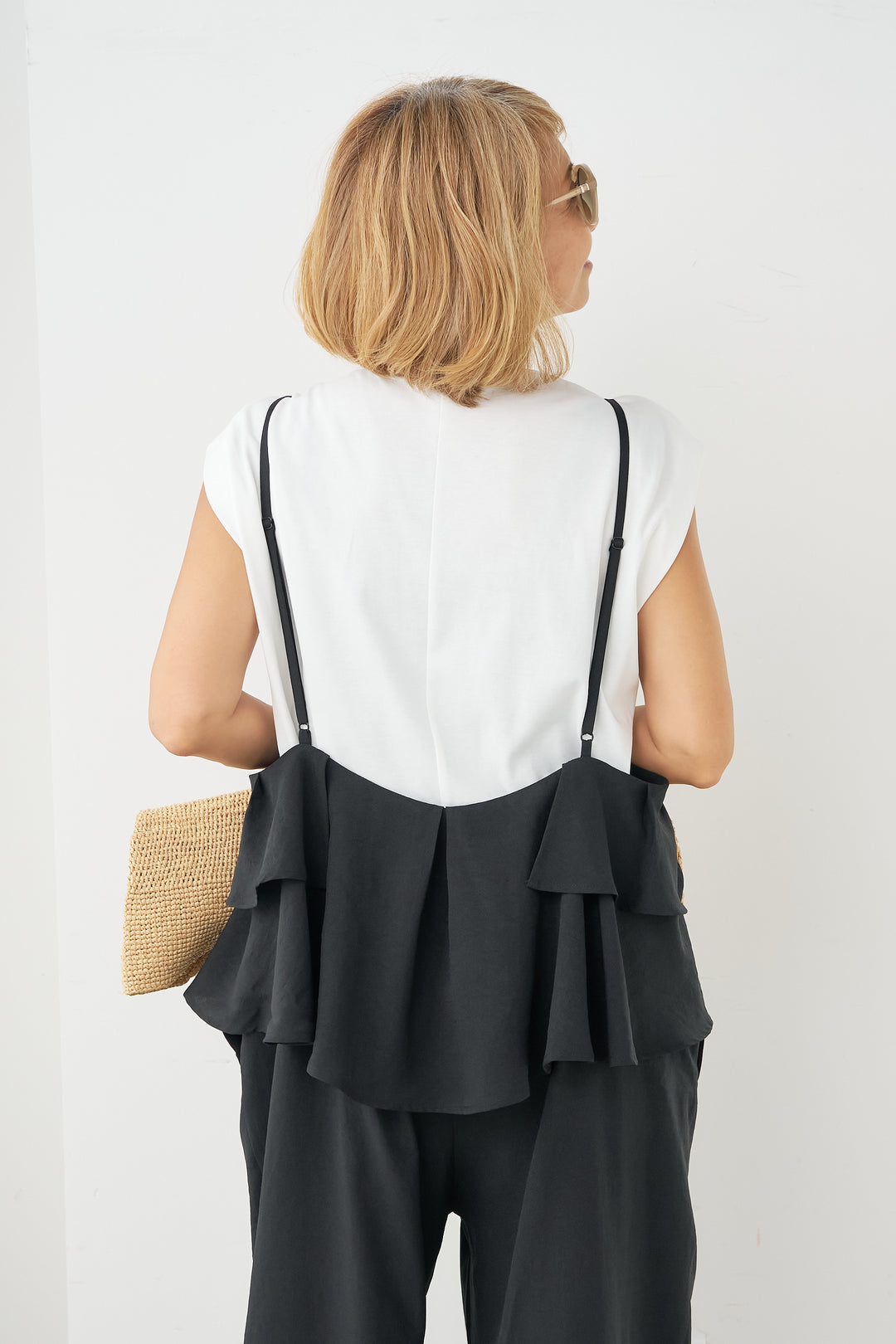 Frilled bustier camisole overalls