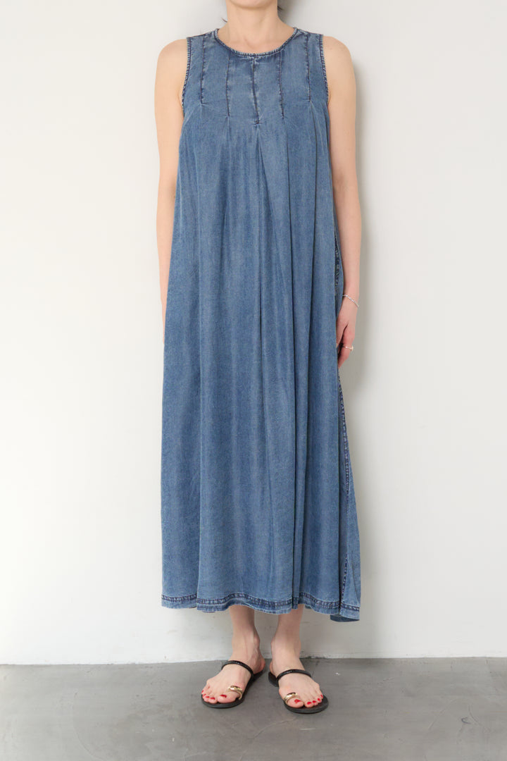 パウダーシルクデニムジップワンピース