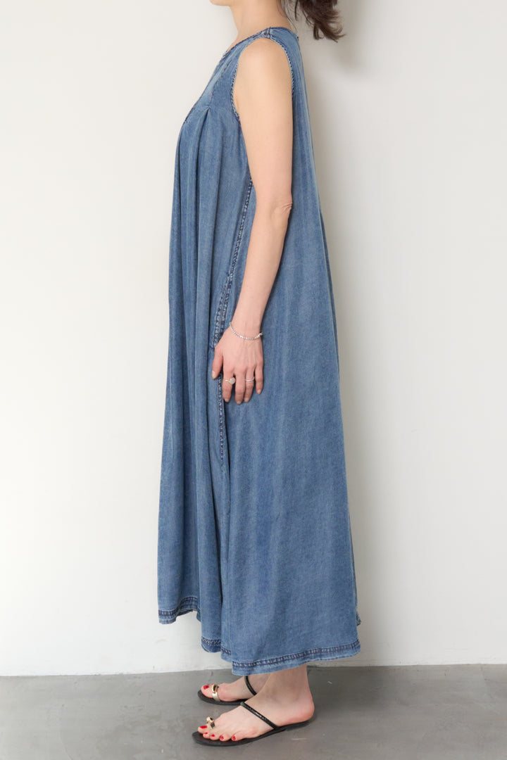 パウダーシルクデニムジップワンピース