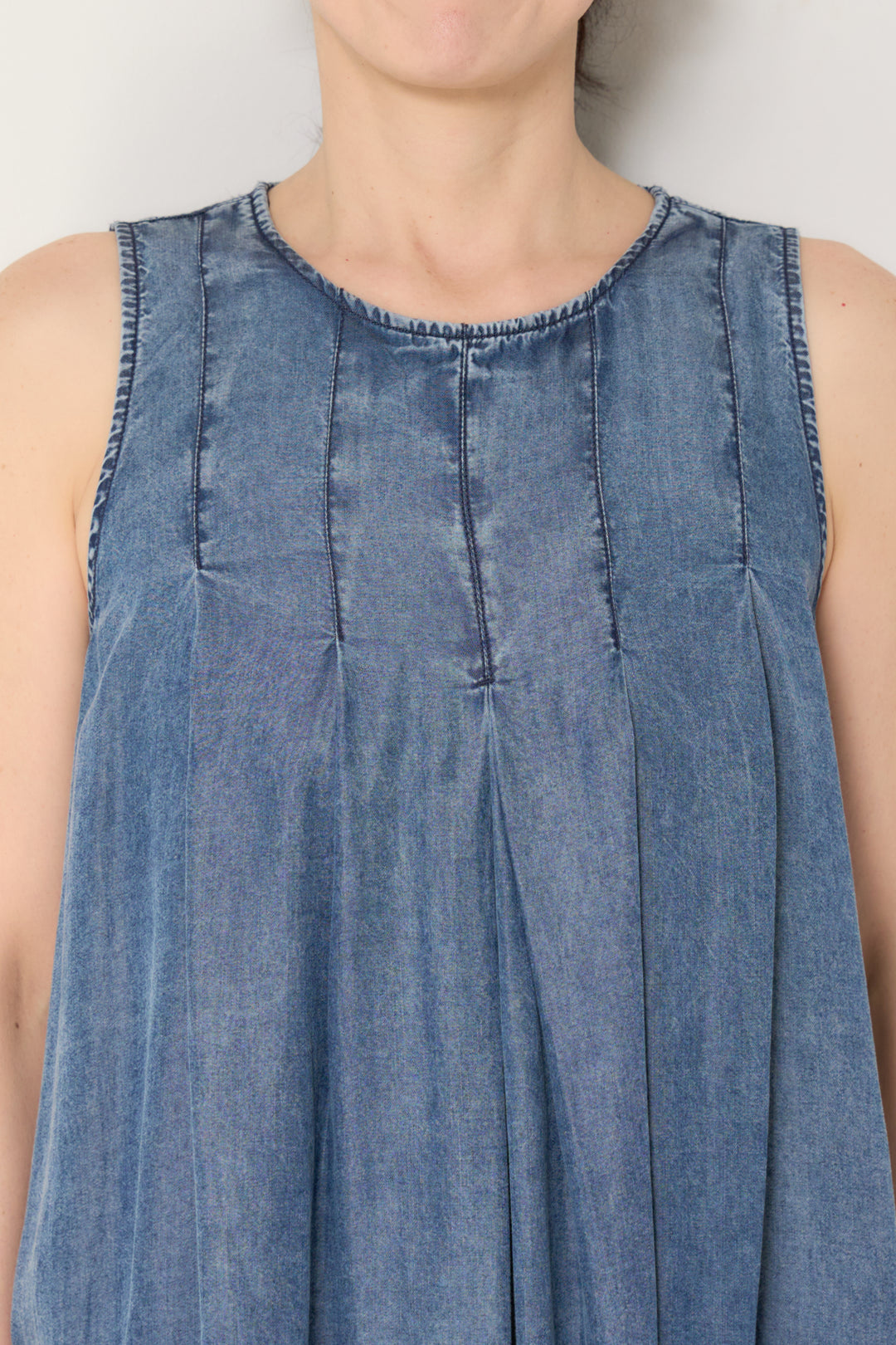 パウダーシルクデニムジップワンピース