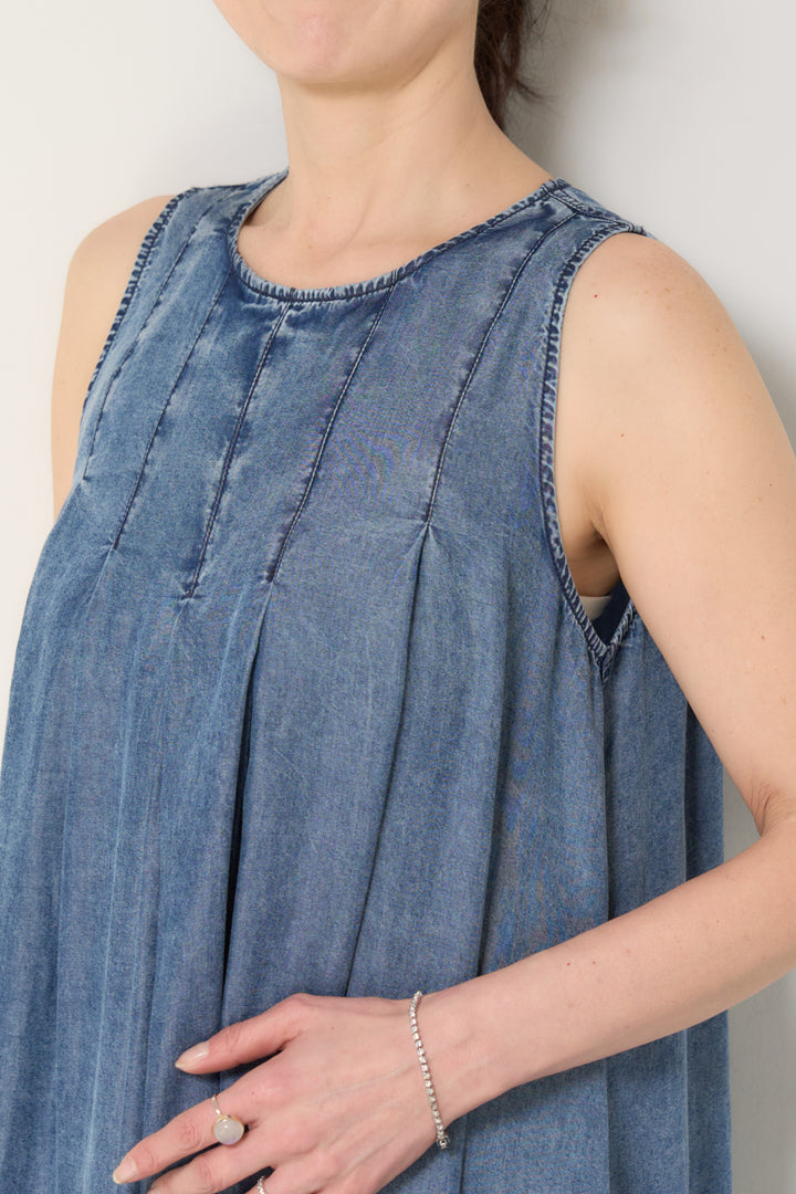 パウダーシルクデニムジップワンピース