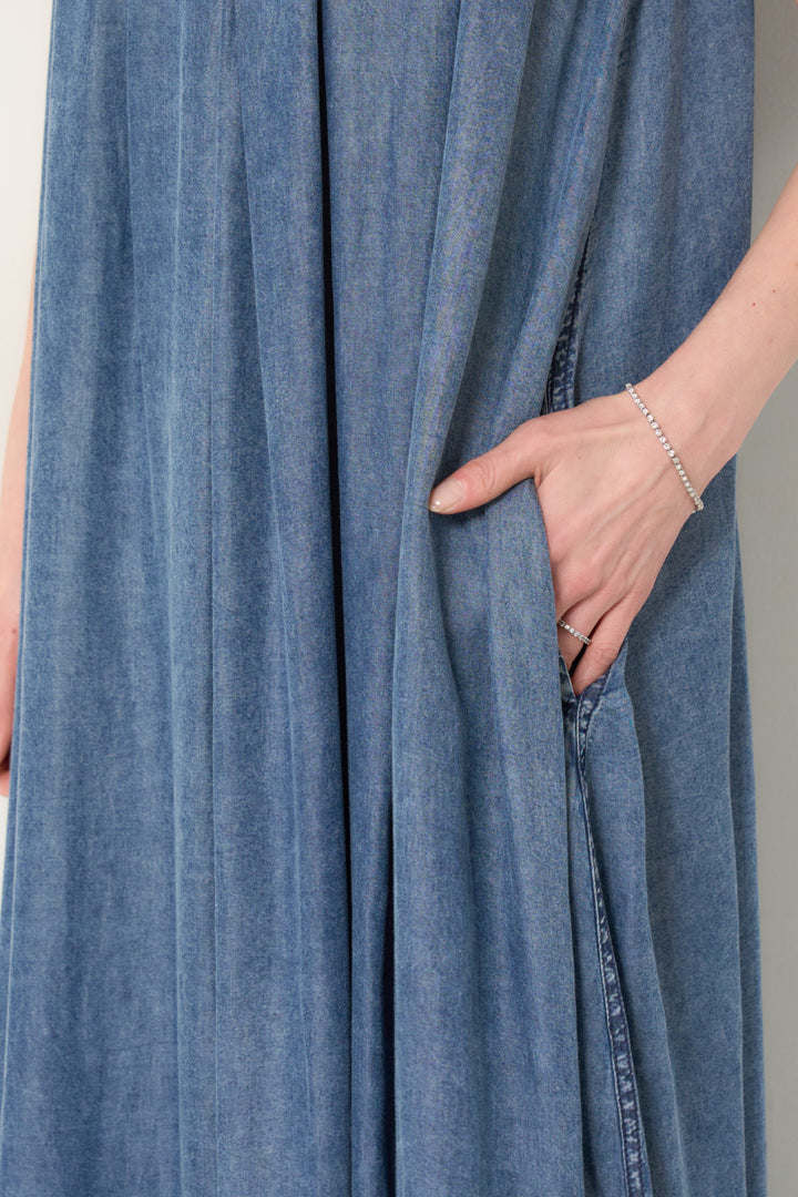 パウダーシルクデニムジップワンピース