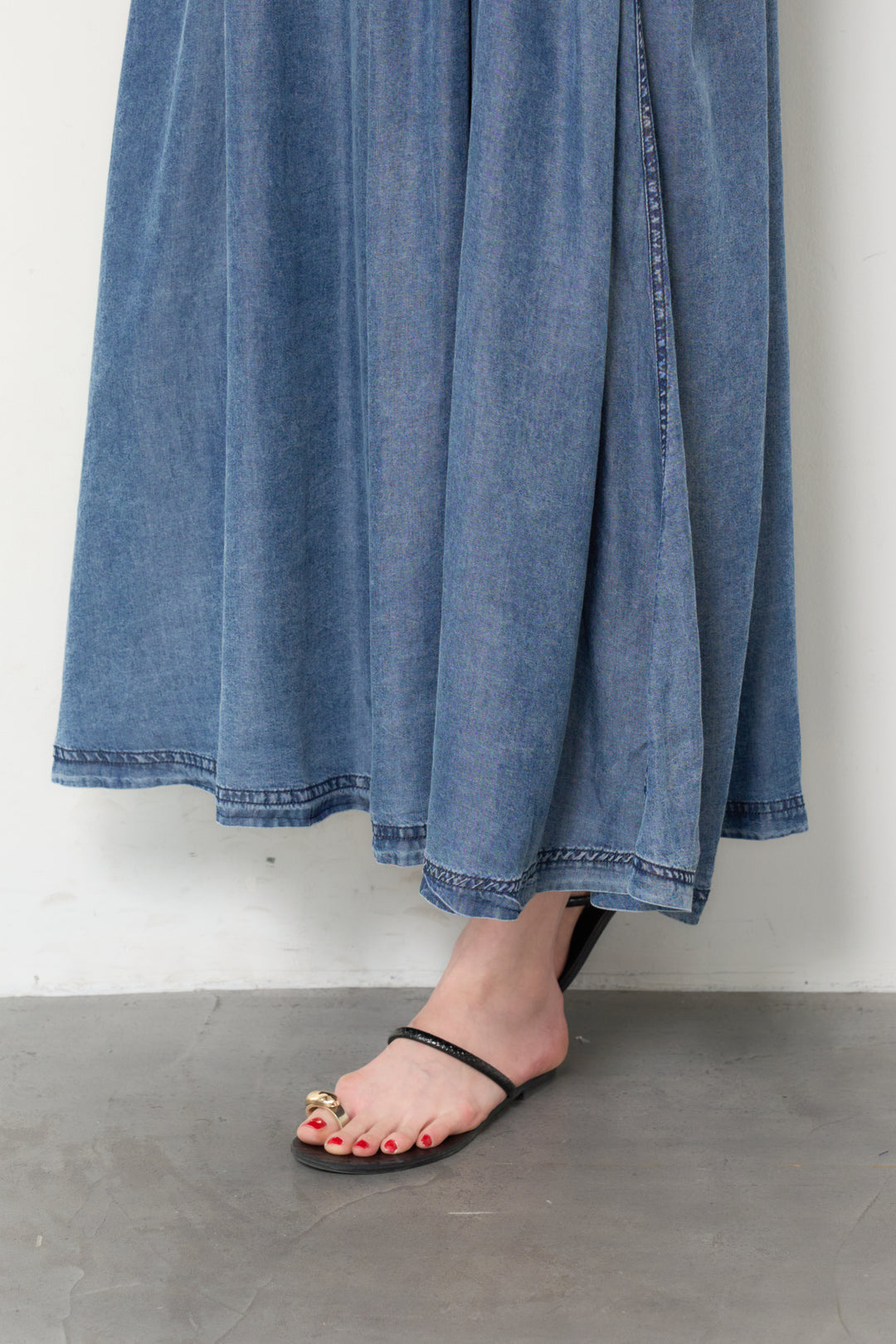 パウダーシルクデニムジップワンピース