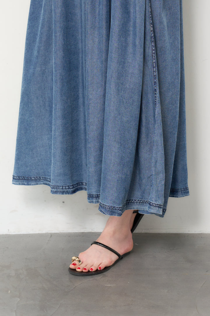 パウダーシルクデニムジップワンピース