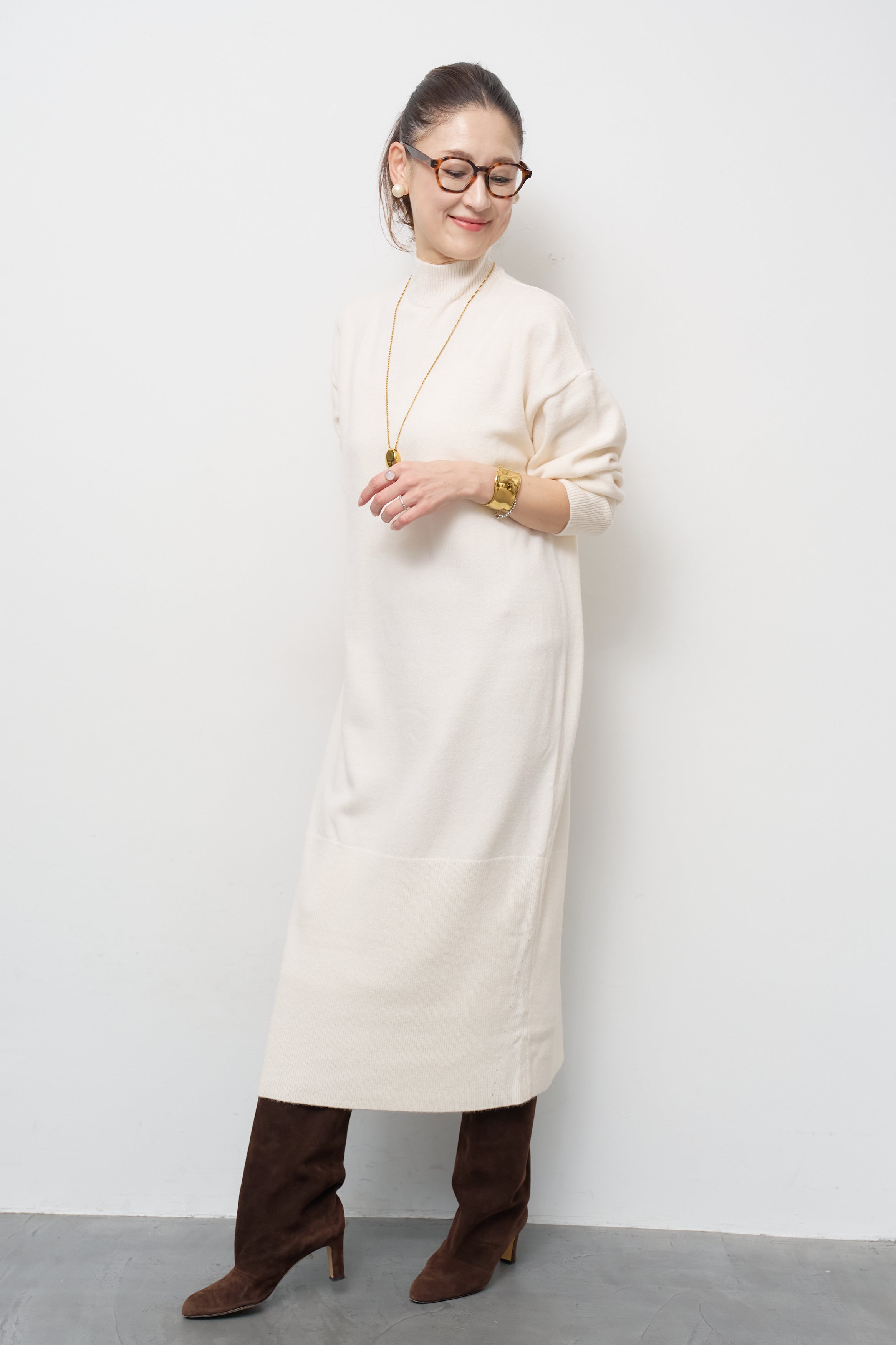 モックネックニットワンピース – plusotoha