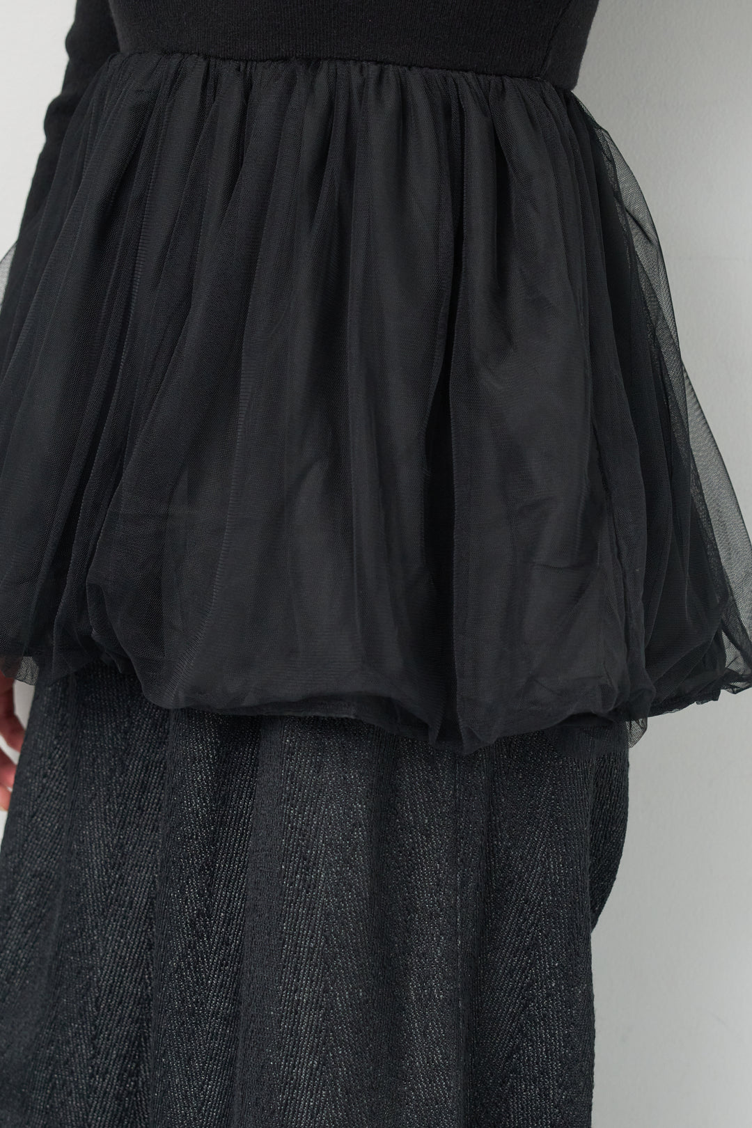 [SET]チュールドッキングニット+デニムライクヘリンボーンパンツ(2set)