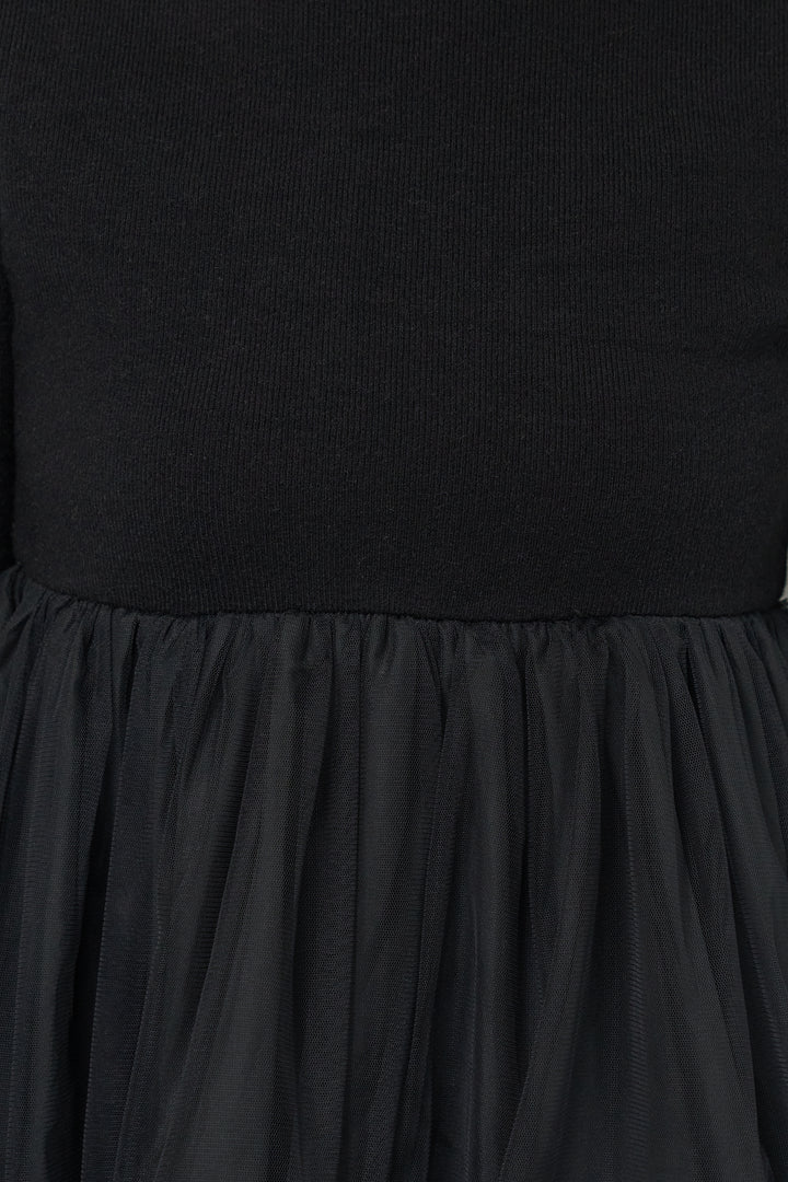 [SET]チュールドッキングニット+デニムライクヘリンボーンパンツ(2set)