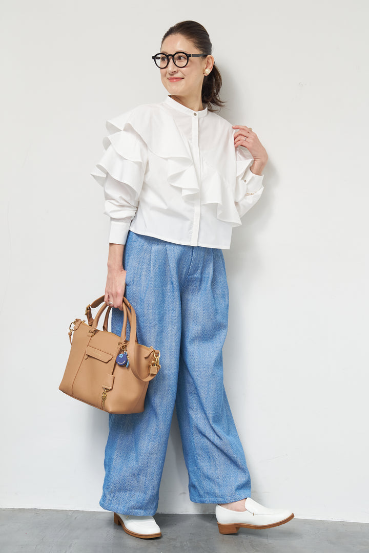 ショートアシメラッフルシャツ