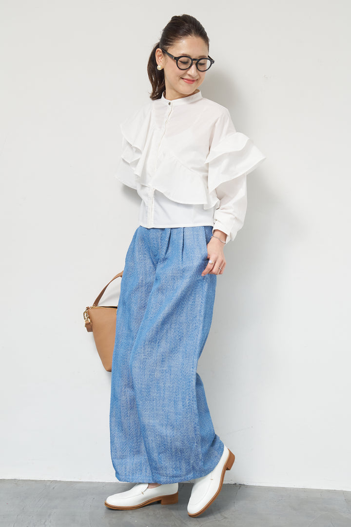 デニムライクヘリンボーンパンツ