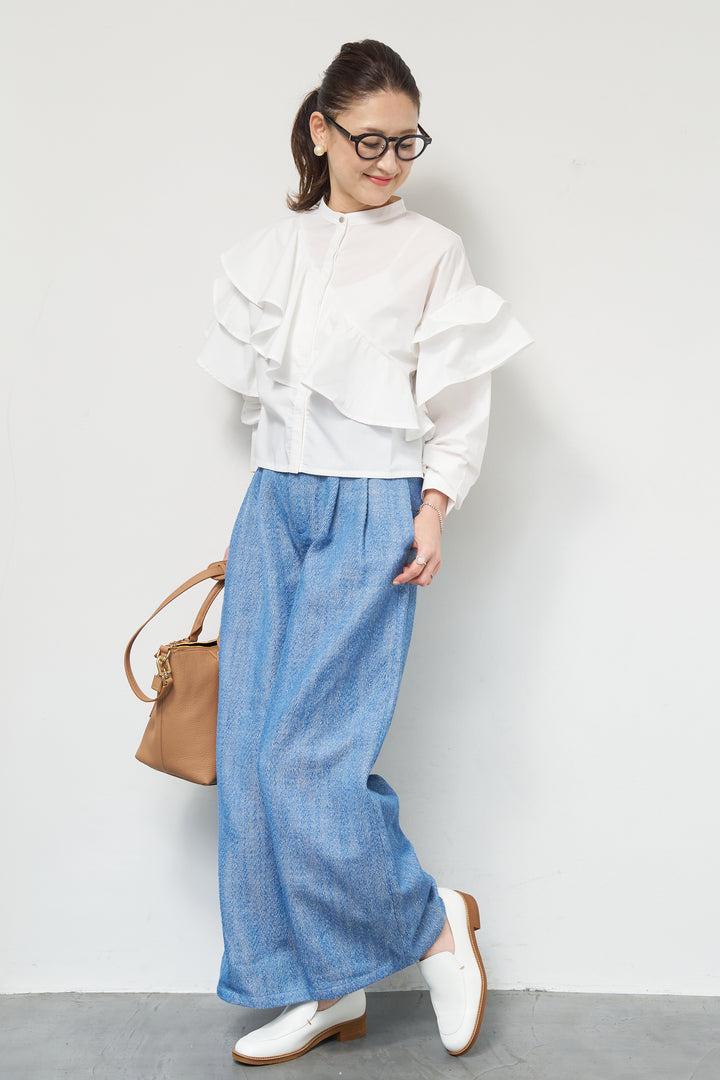 ショートアシメラッフルシャツ