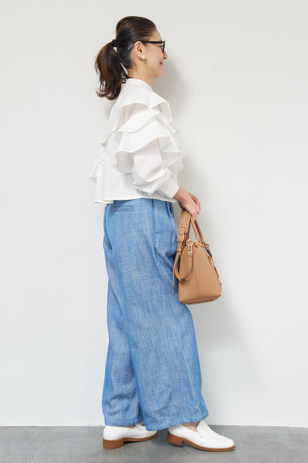 デニムライクヘリンボーンパンツ