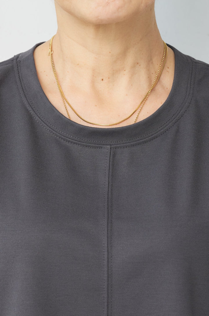 [UV Protection] Caramel Piqué Shoulder Tuck Dress