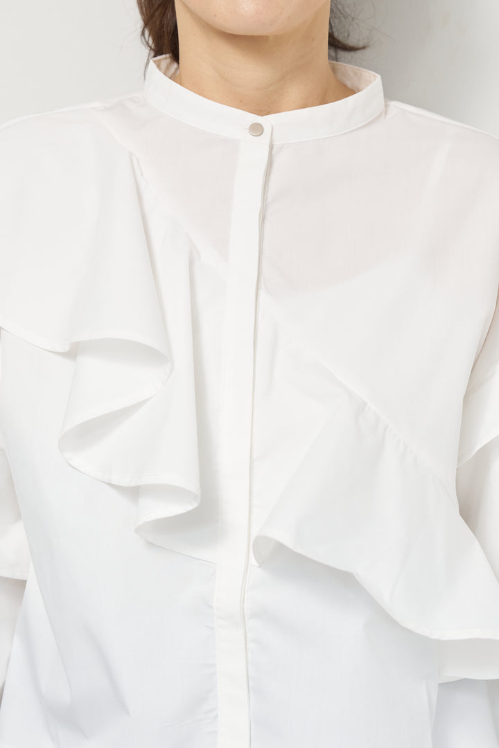 ショートアシメラッフルシャツ