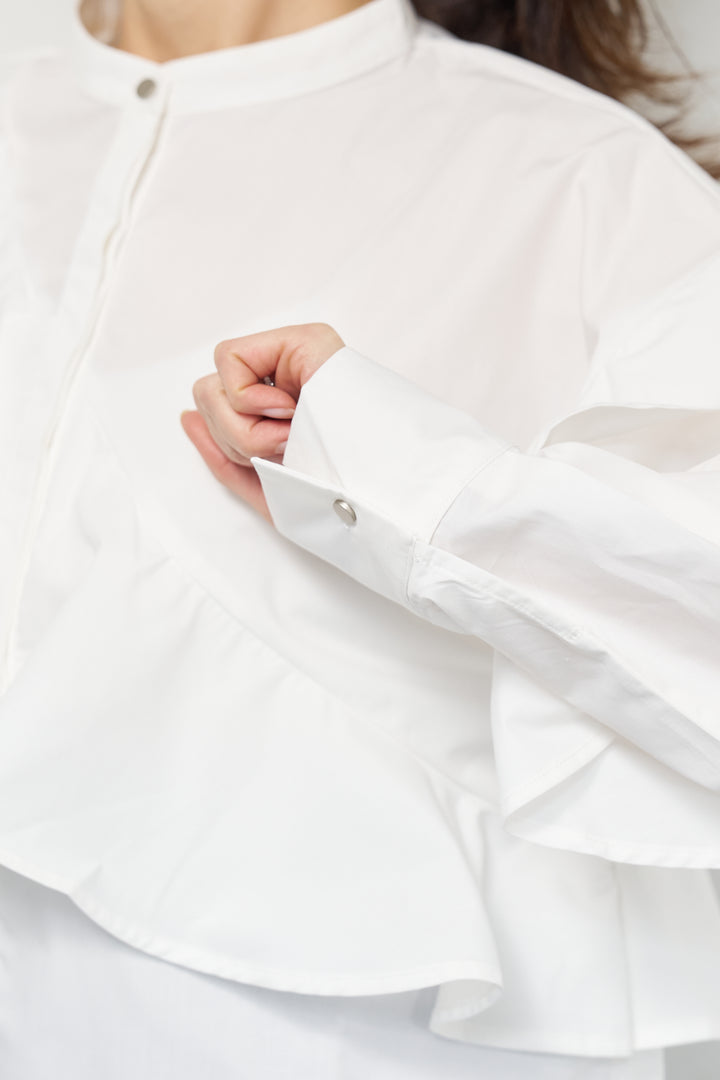 ショートアシメラッフルシャツ