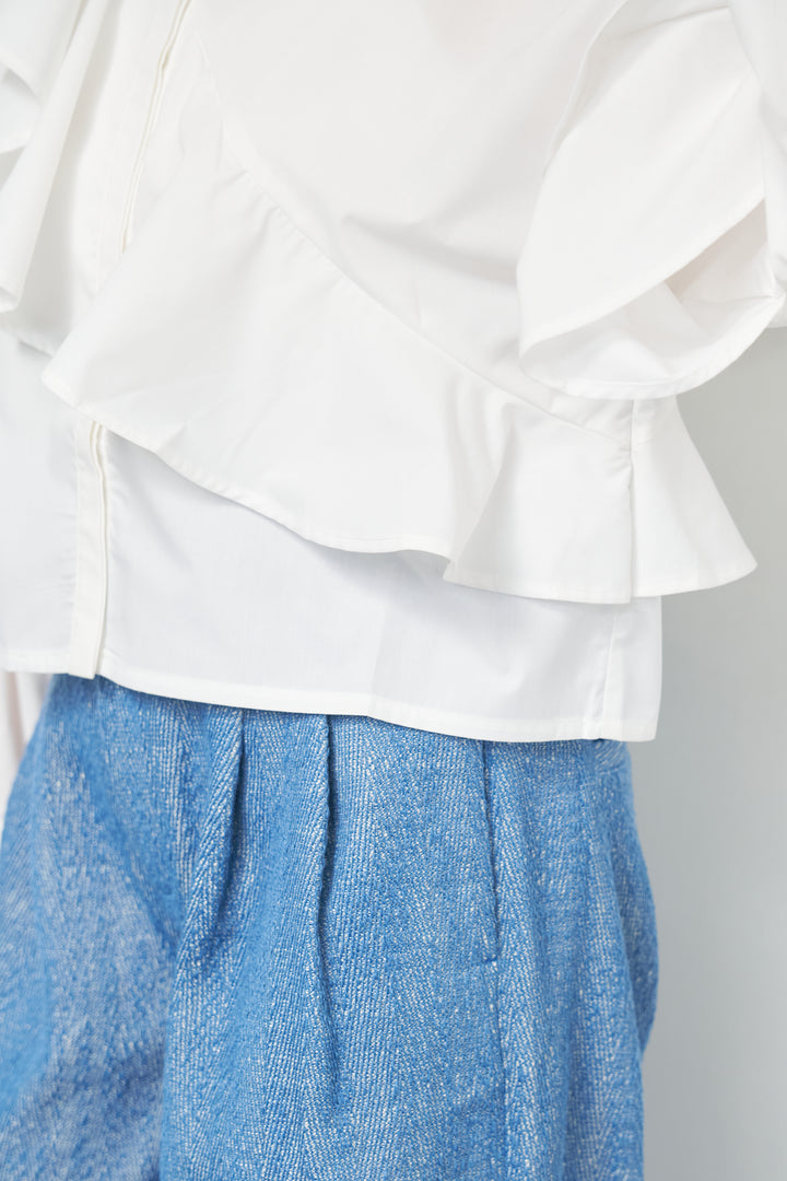 ショートアシメラッフルシャツ