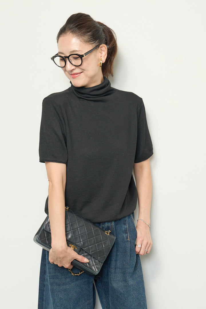 半袖タートル起毛カットソー