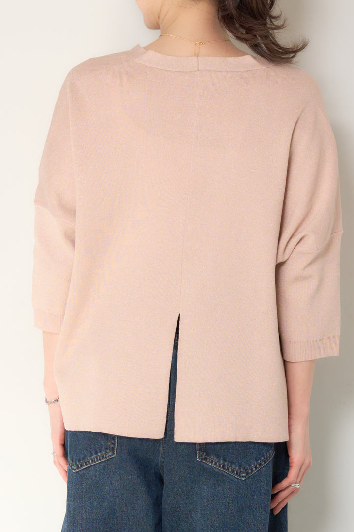 [SET]ウォッシャブルサラッとラメカーディガン+カーブデニムパンツ(2set)