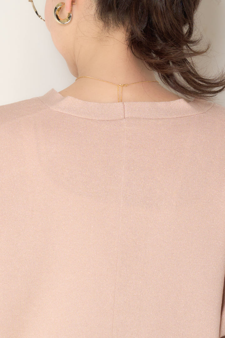 [SET]ウォッシャブルサラッとラメカーディガン+カーブデニムパンツ(2set)