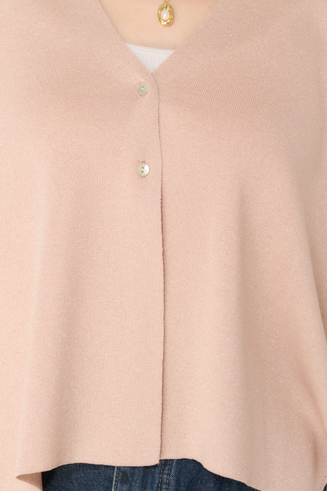 [SET]ウォッシャブルサラッとラメカーディガン+カーブデニムパンツ(2set)