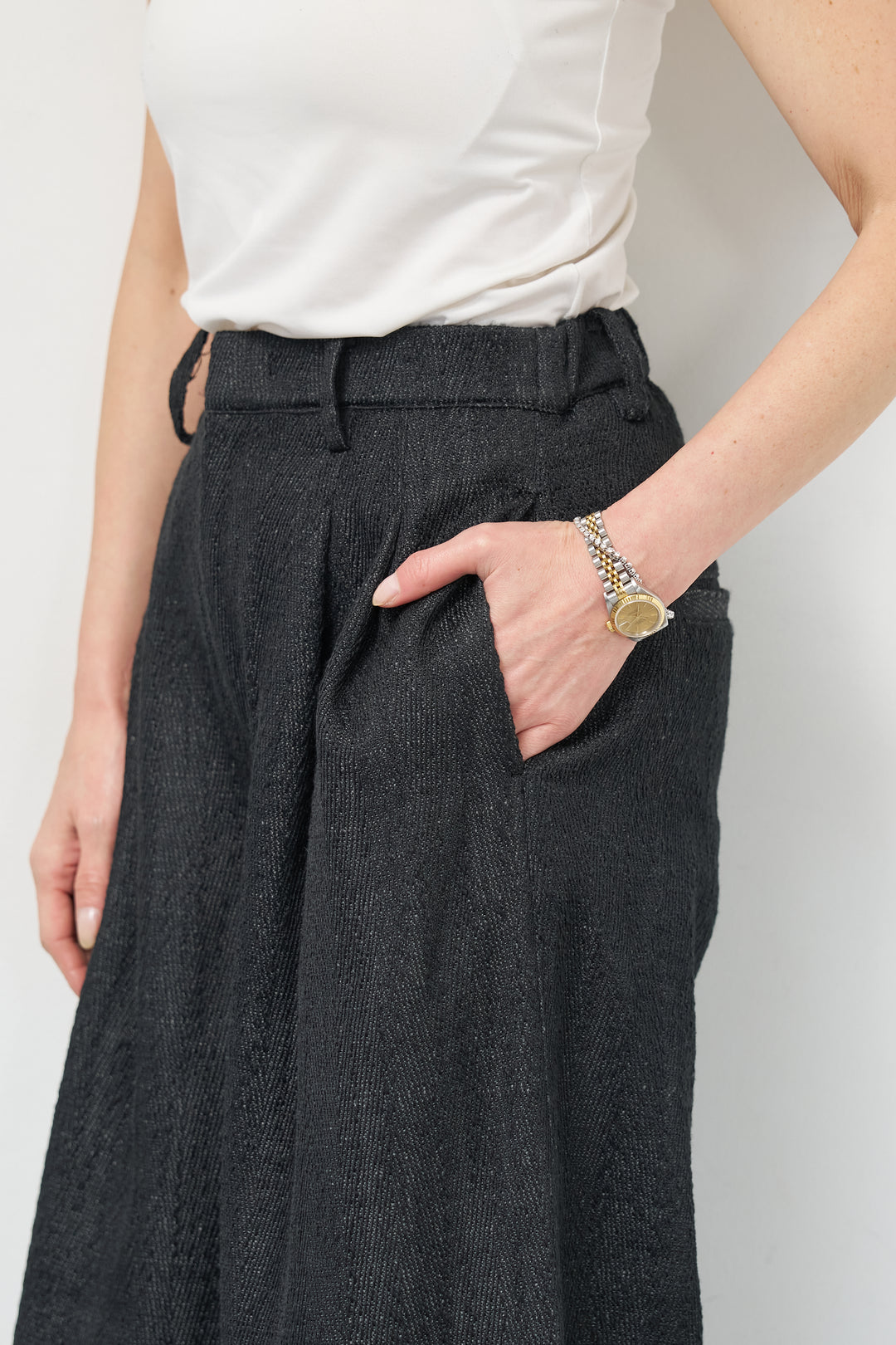 デニムライクヘリンボーンパンツ