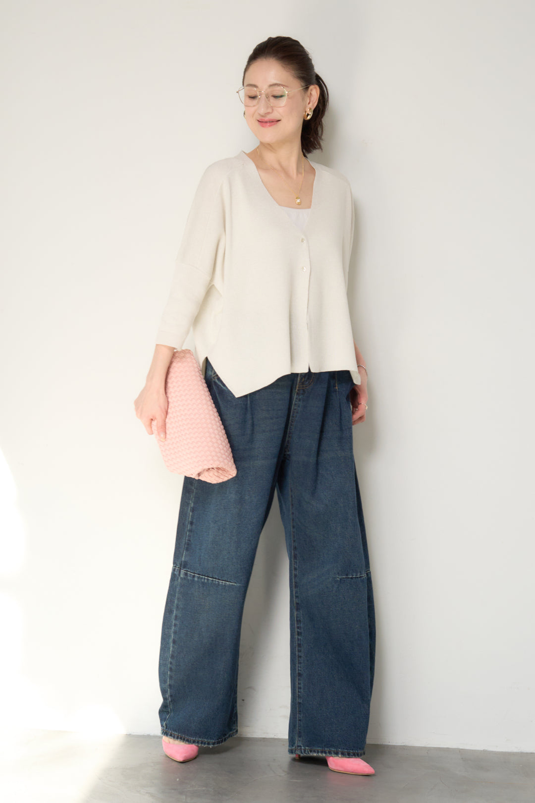 ウォッシャブルサラッとラメカーディガン