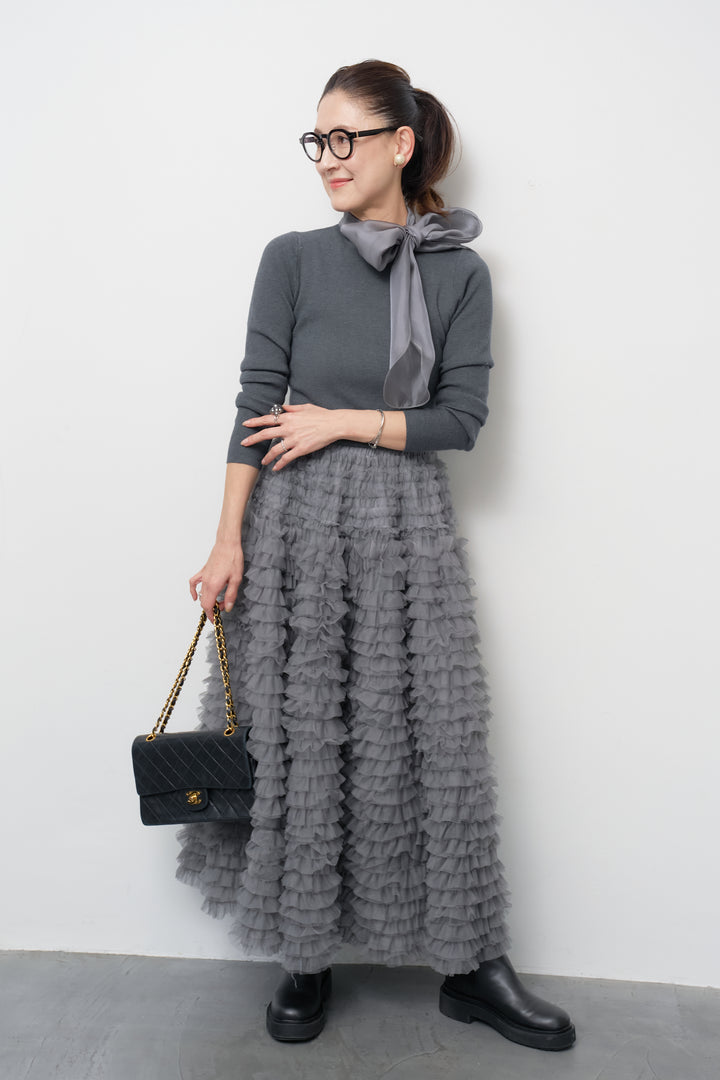 シフォンボウタイニット