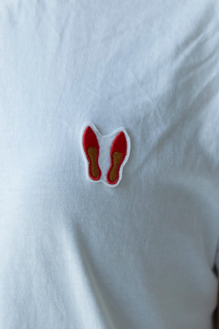 Shoes embroidered cotton T-shirt
