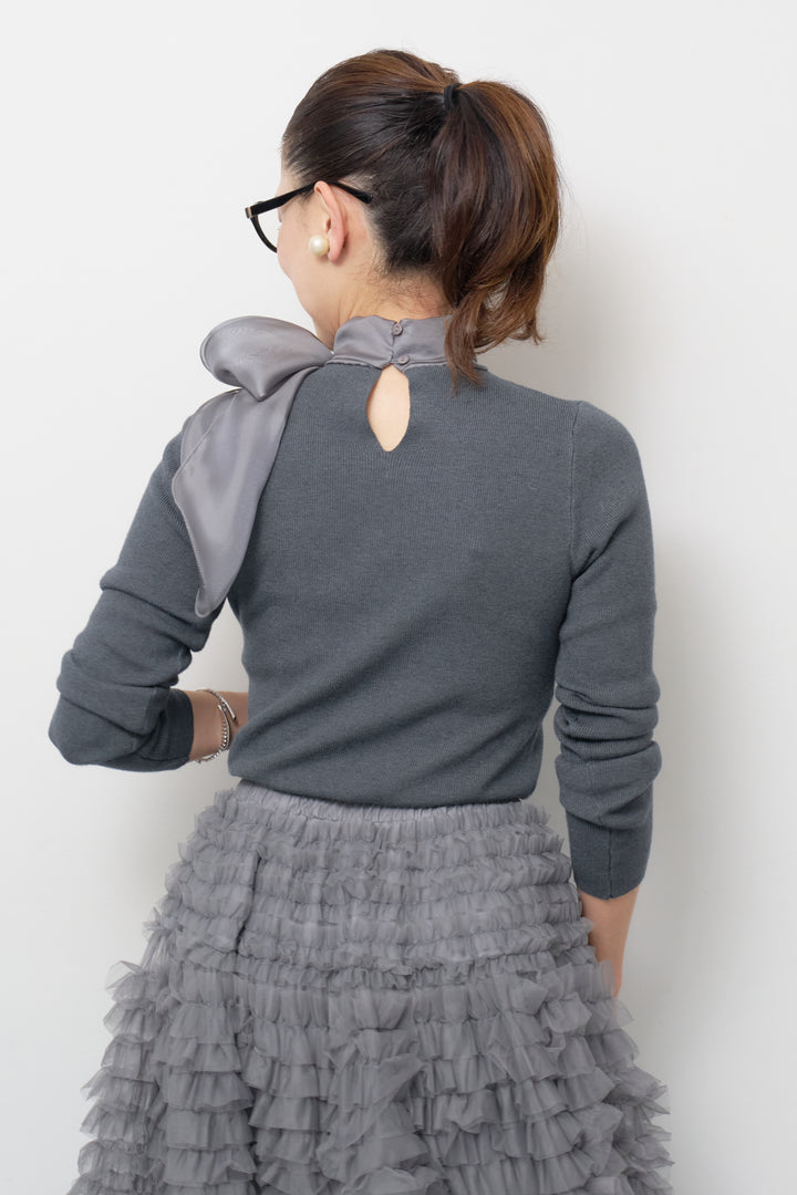 シフォンボウタイニット