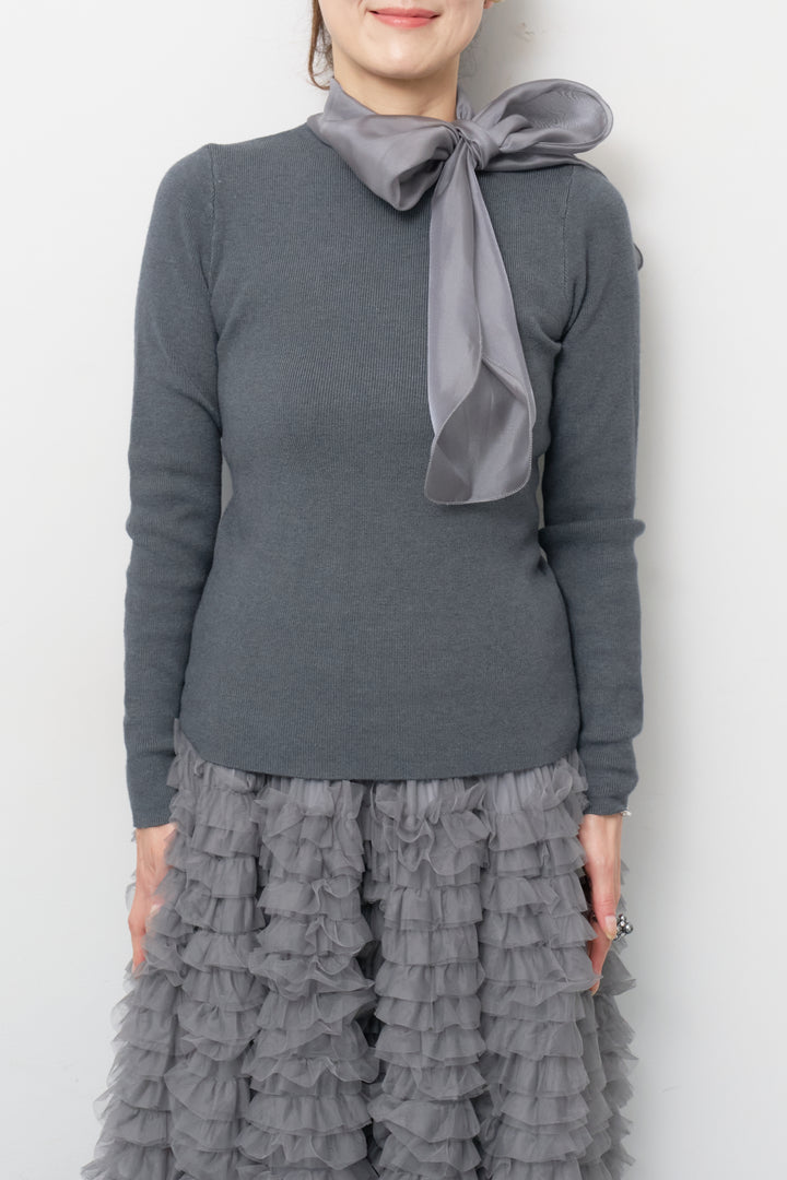 [SET]シフォンボウタイニット+チュールティアードスカート(2set)